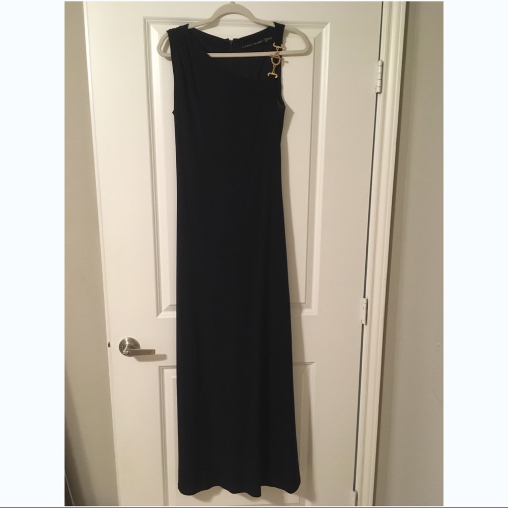 Ivanka Trump Black Gown, Gold Hardware Shoulder